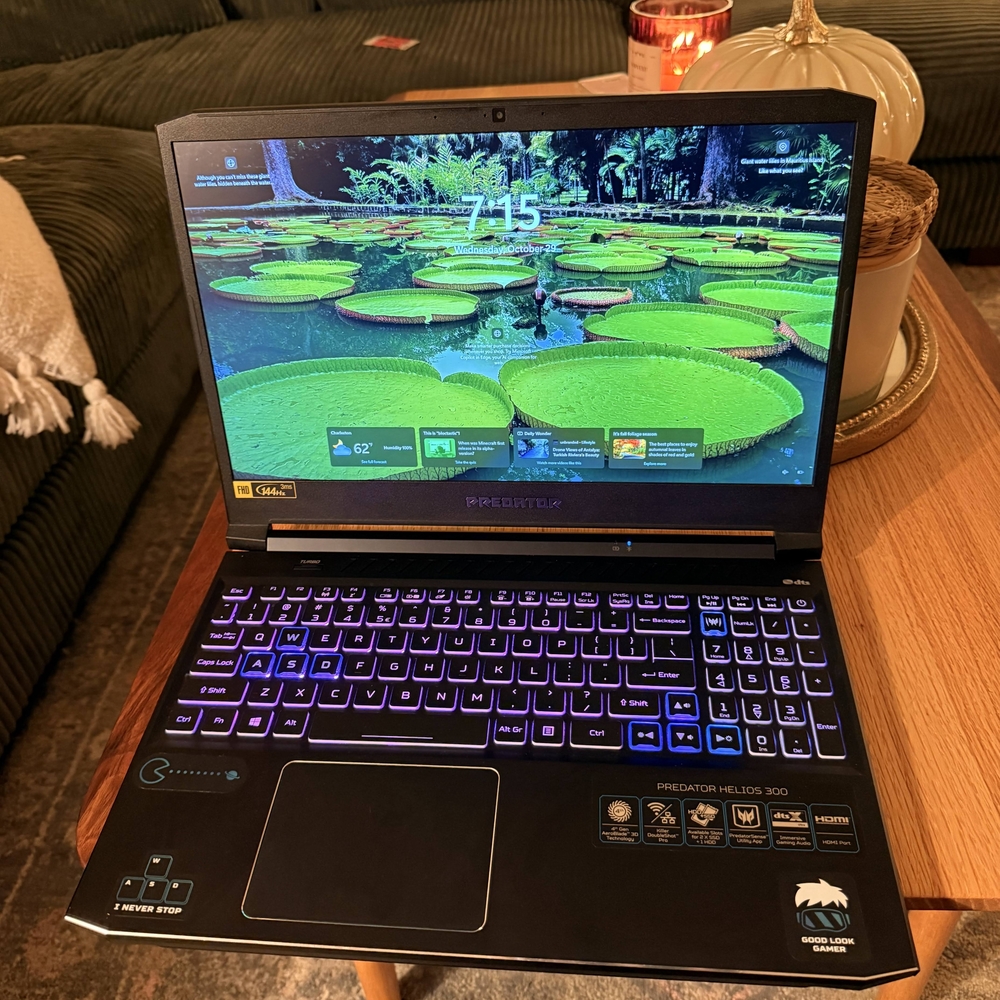 Acer Predator Helios 300 Laptop - Black with Purple Backlit Keyboard